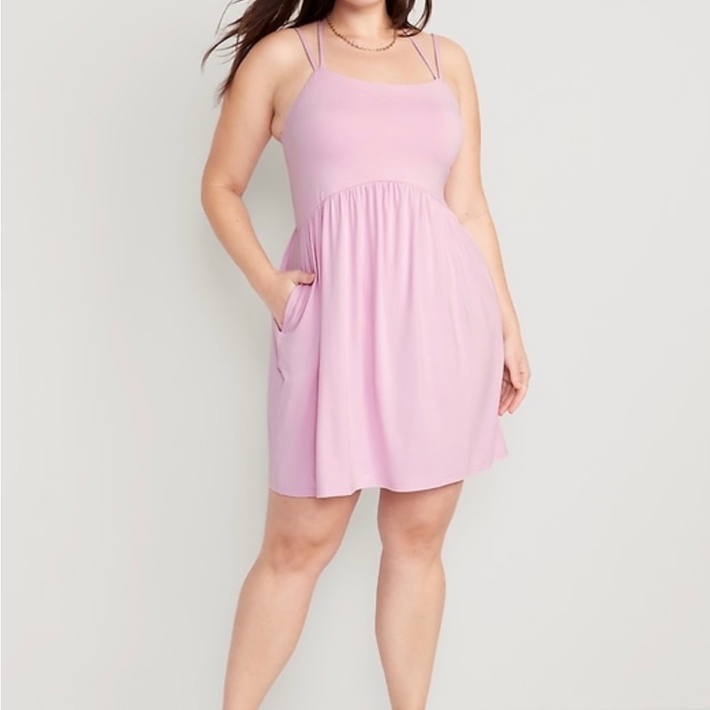 Fit and flare cross-back mini cami dress
